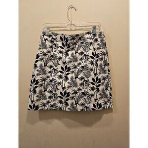 NWT Talbots Canvas‎ A Line Jungle Monkey Print Ivory Black Mini Skirt size 8P